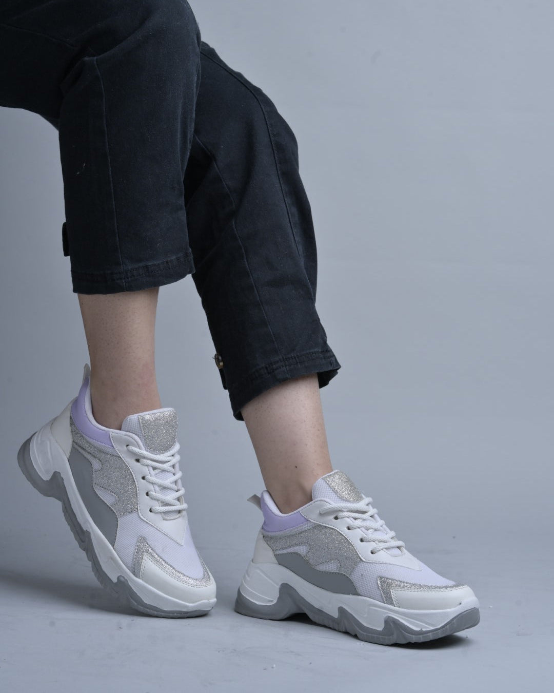 Jm Looks glitter panel chunky sole sneakers
White