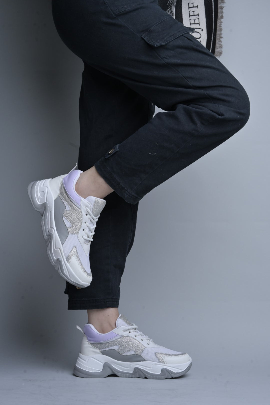 Jm Looks glitter panel chunky sole sneakers
White
