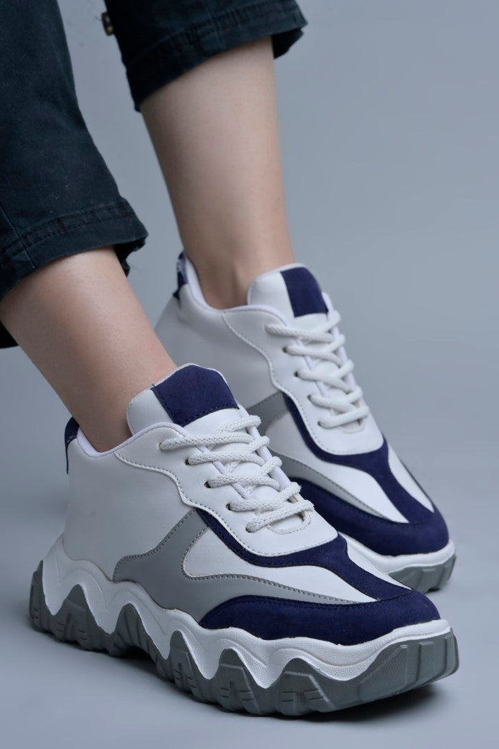 Jm Looks stylish wavy sole sneakers with dynamic paneling
Grey