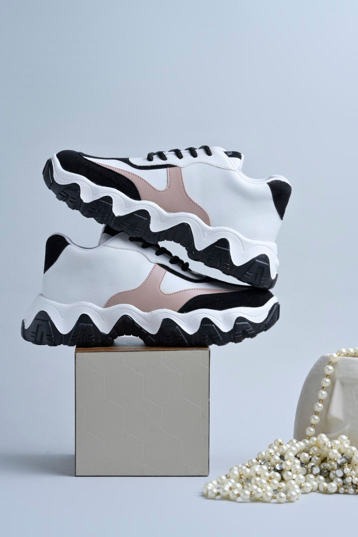 Jm Looks Stylish Wavy Sole Sneakers for Women & Girls Black