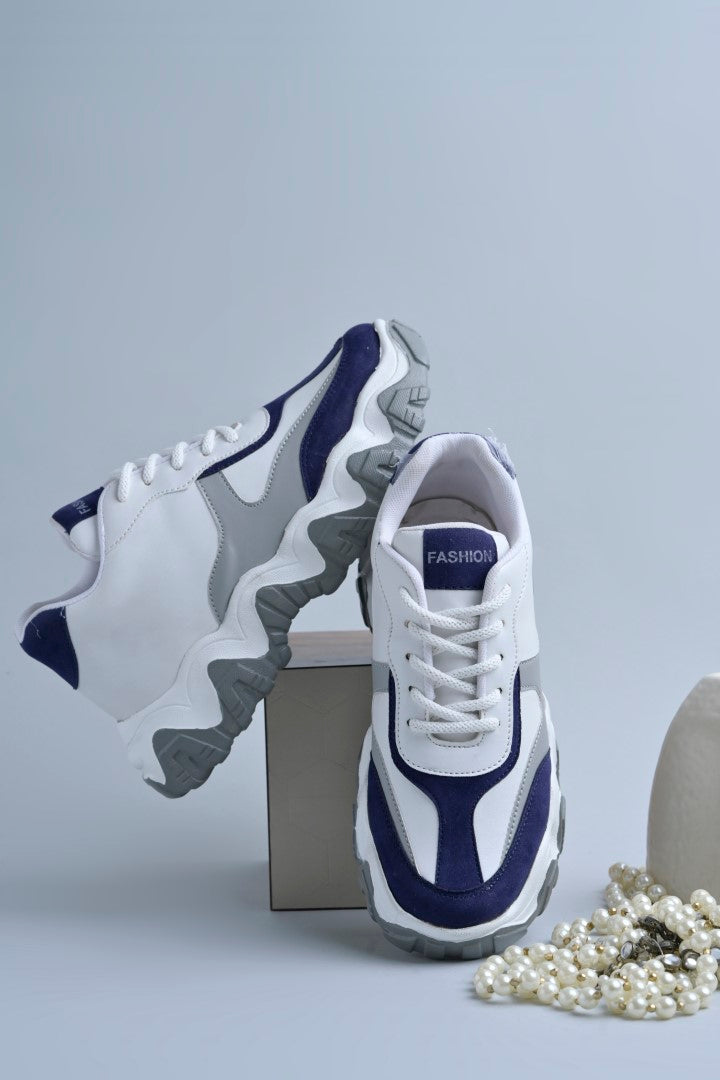 Jm Looks Stylish Wavy Sole Sneakers for Women & Girls Grey