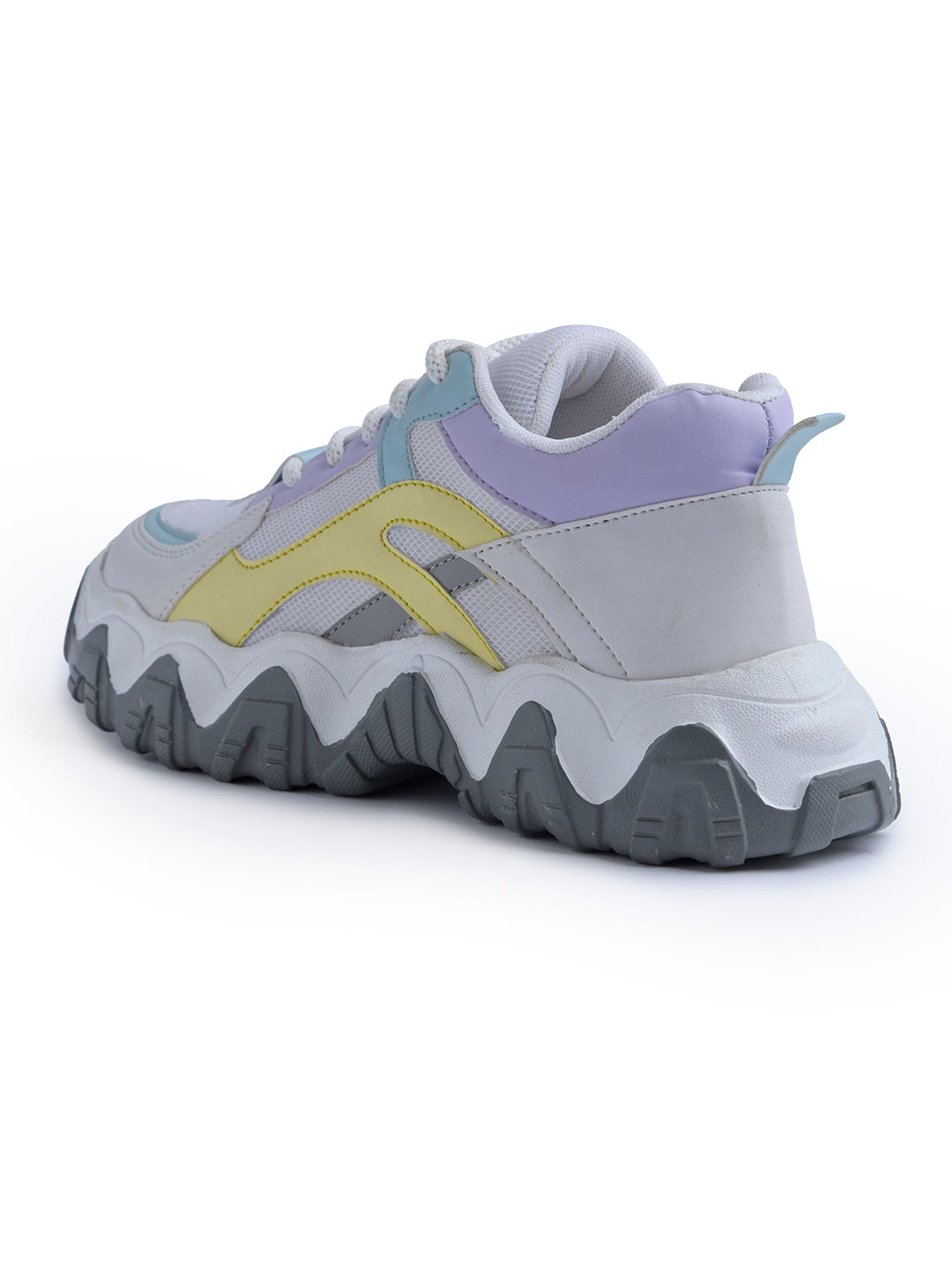 Jm Looks trendy chunky sole sneakers with wavy design elements
White