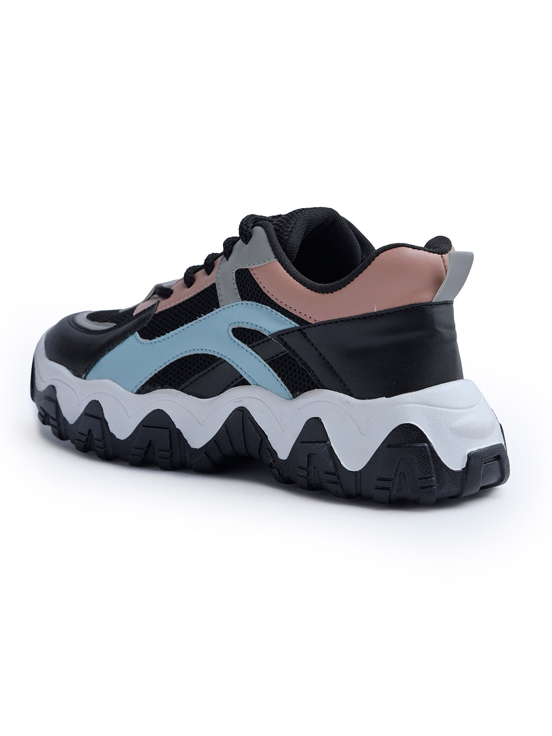 Jm Looks trendy chunky sole sneakers with wavy design elements
Black