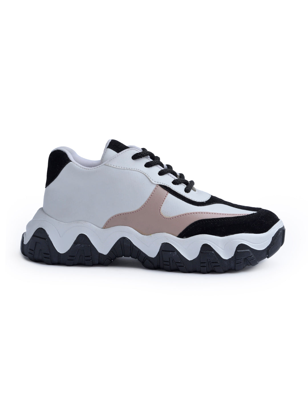 Jm Looks stylish wavy sole sneakers with dynamic paneling
Black
