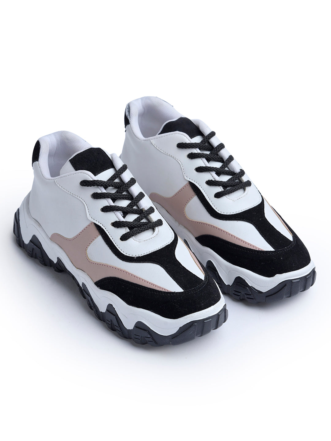 Jm Looks stylish wavy sole sneakers with dynamic paneling
Black