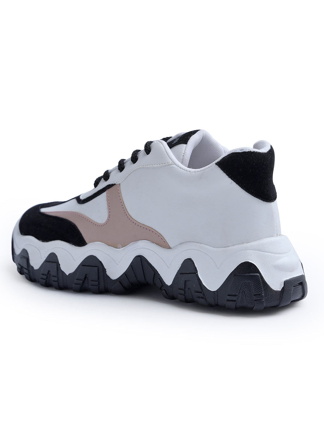 Jm Looks stylish wavy sole sneakers with dynamic paneling
Black