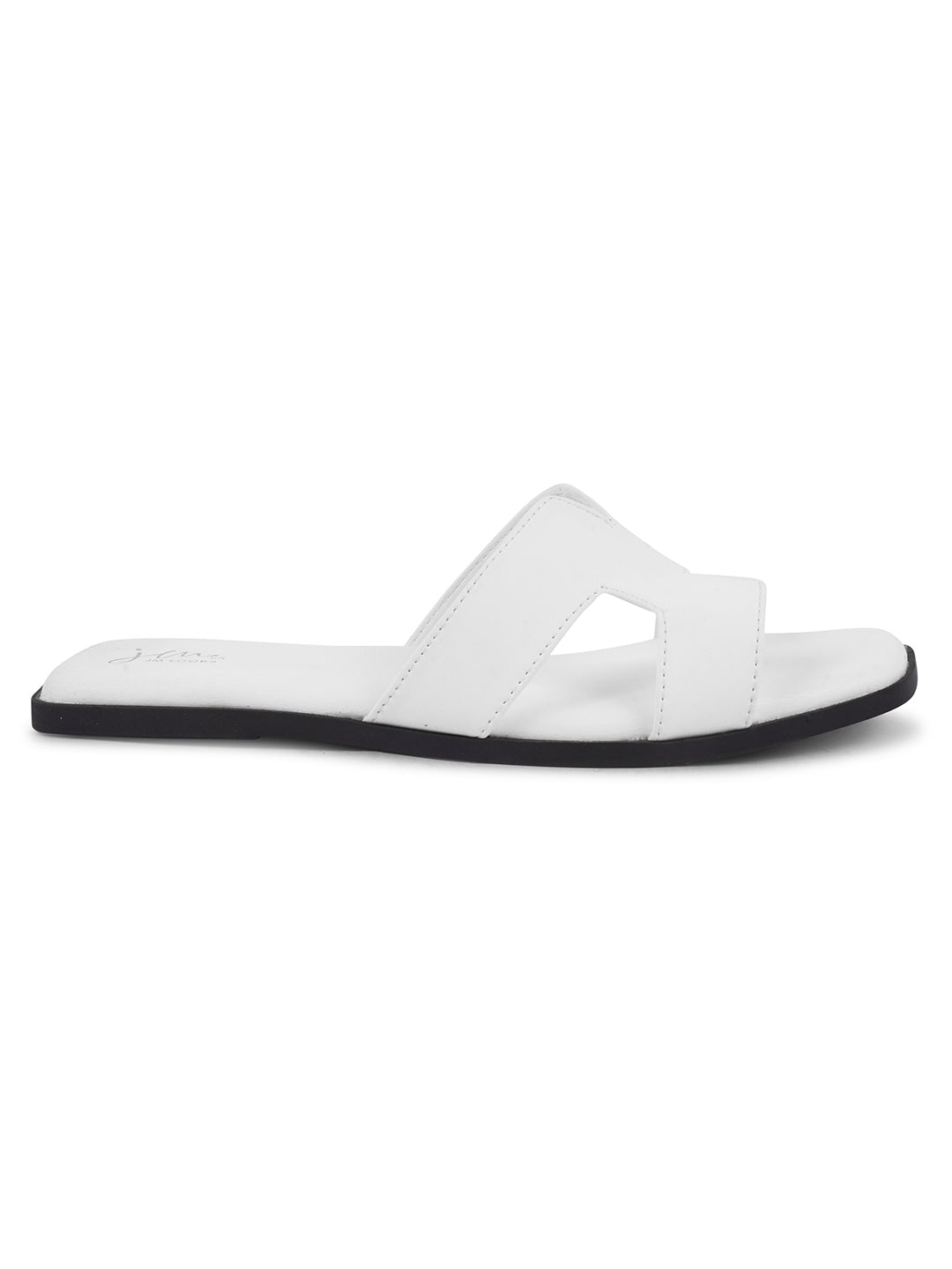 Jm Looks women's slip-on flat sandals with a wide strap design
White