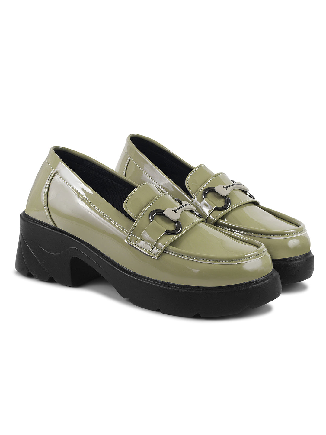Jm Looks chunky sole loafers with a buckle detail on the vamp
Green