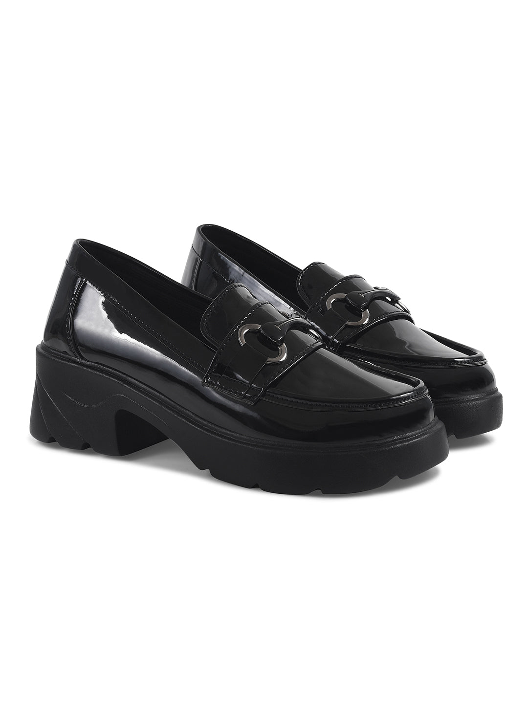 Jm Looks chunky sole loafers with a buckle detail on the vamp
Black