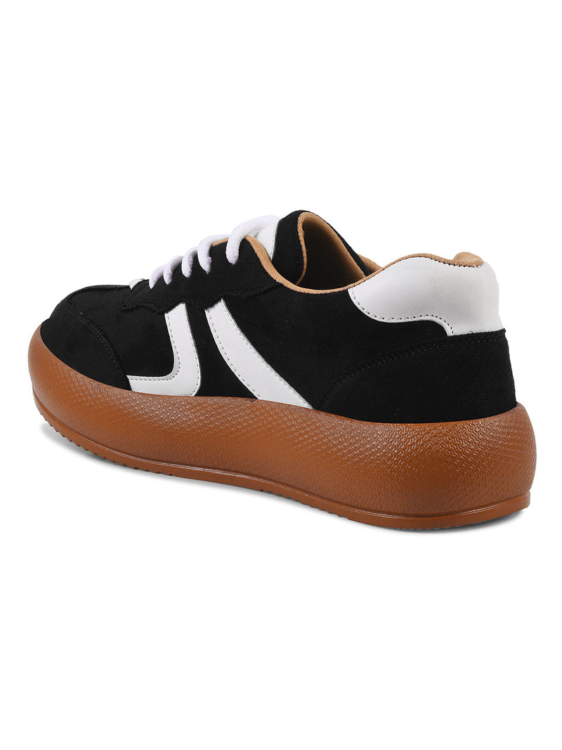 Suede lace up sneakers with cushioned sole - 24