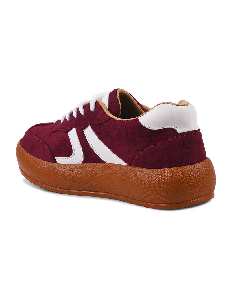 Suede lace up sneakers with cushioned sole - 7