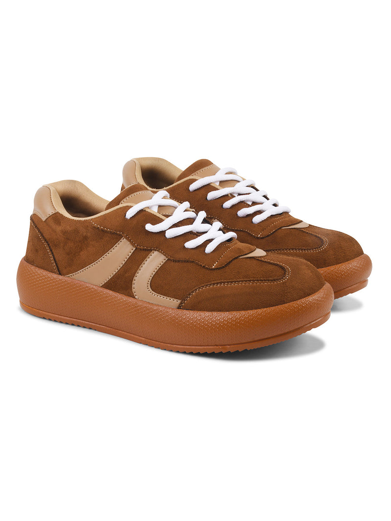 Suede lace up sneakers with cushioned sole - 11