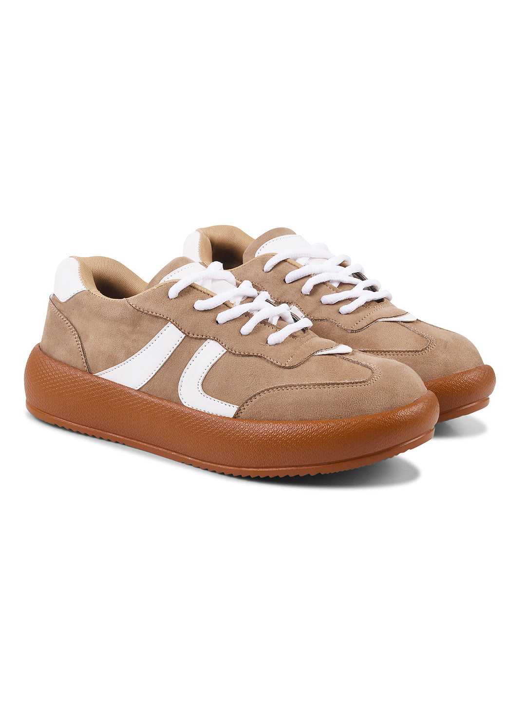 Retro-style sneakers for women and girls by Jm Looks with bold design Beige