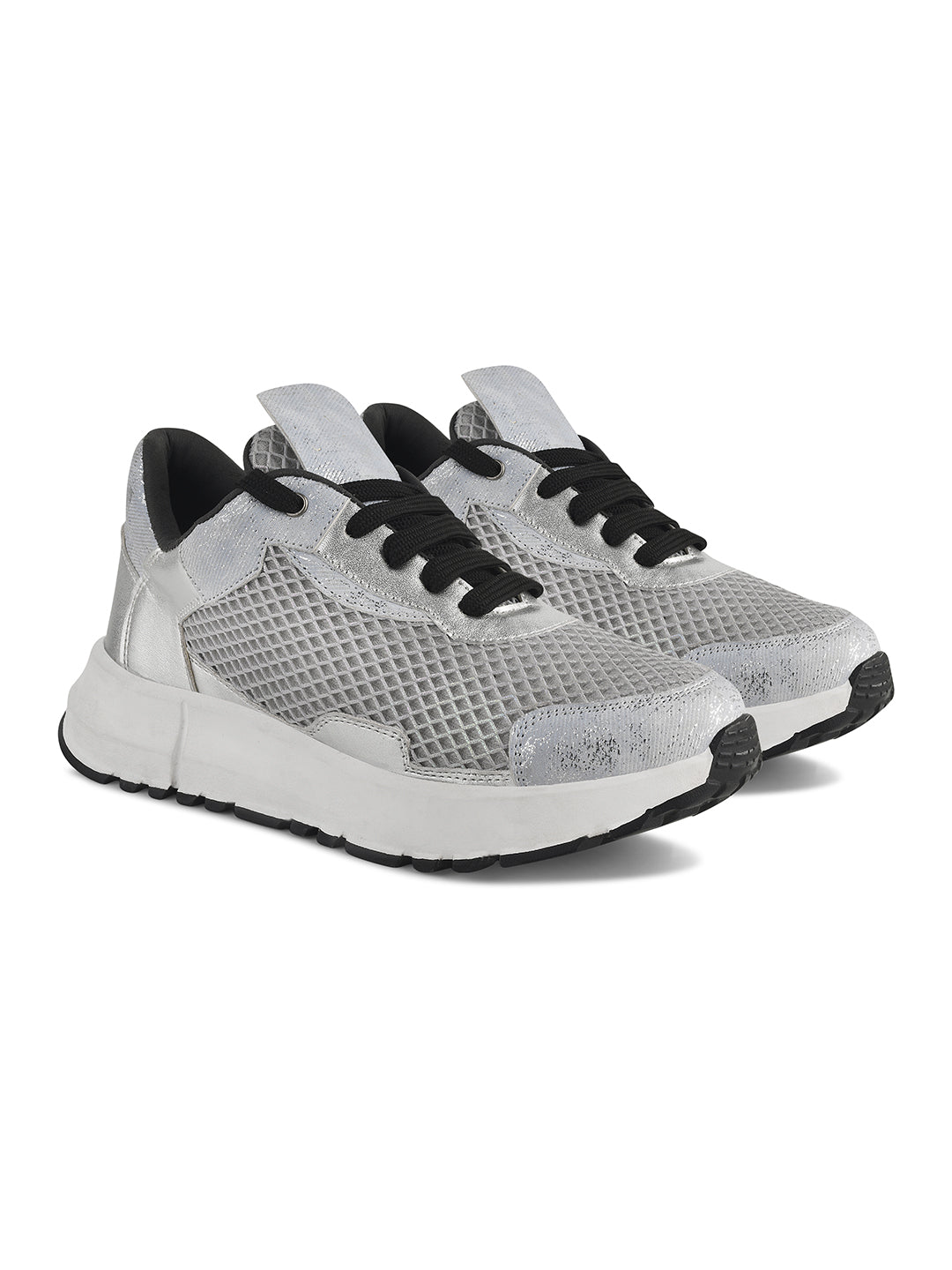 chunky sole sneakers with mesh panels and durable outsoles
Grey