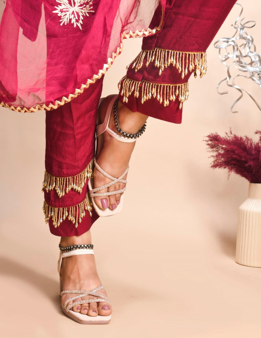 Jm Looks block heels with multiple embellished straps and an ankle strap
 Sultan