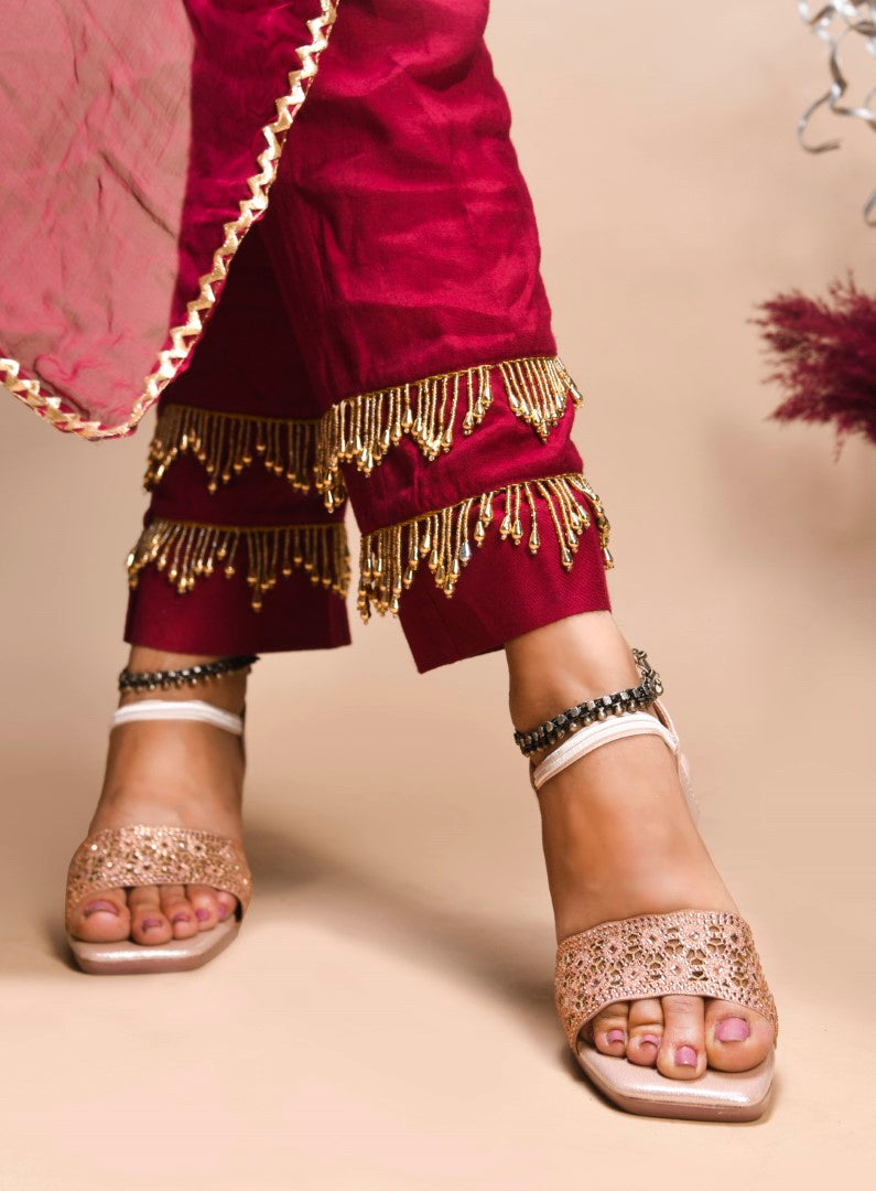 Jm Looks low block heels with an embellished broad front strap and an ankle strap
 Sultan