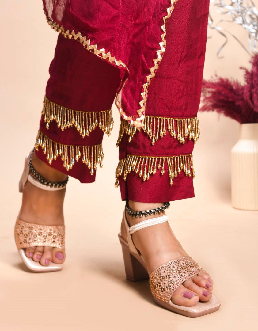 Jm Looks low block heels with an embellished broad front strap and an ankle strap
 Sultan