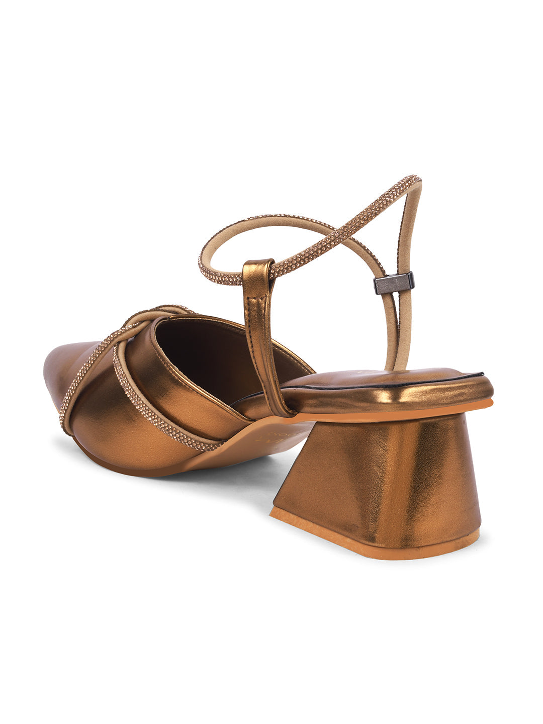 JM Looks women's pointed-toe block heels with embellished cross straps and a slingback
Copper