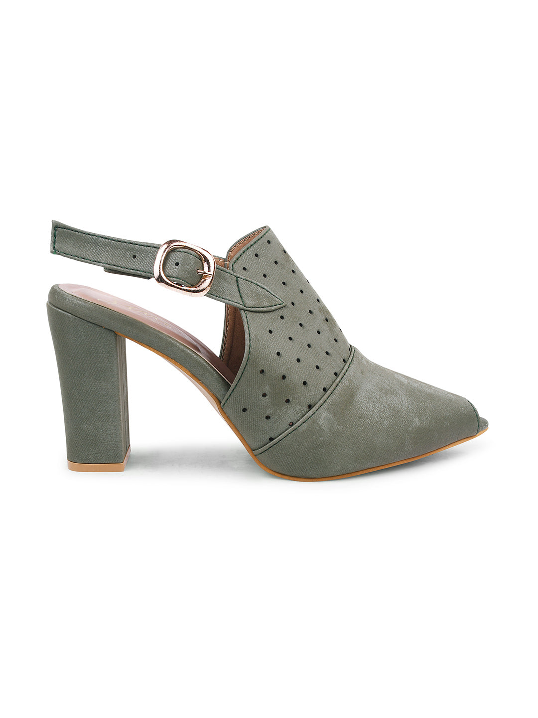 Synthetic Slingback Block Heels Online for Women at JM LOOKS Green