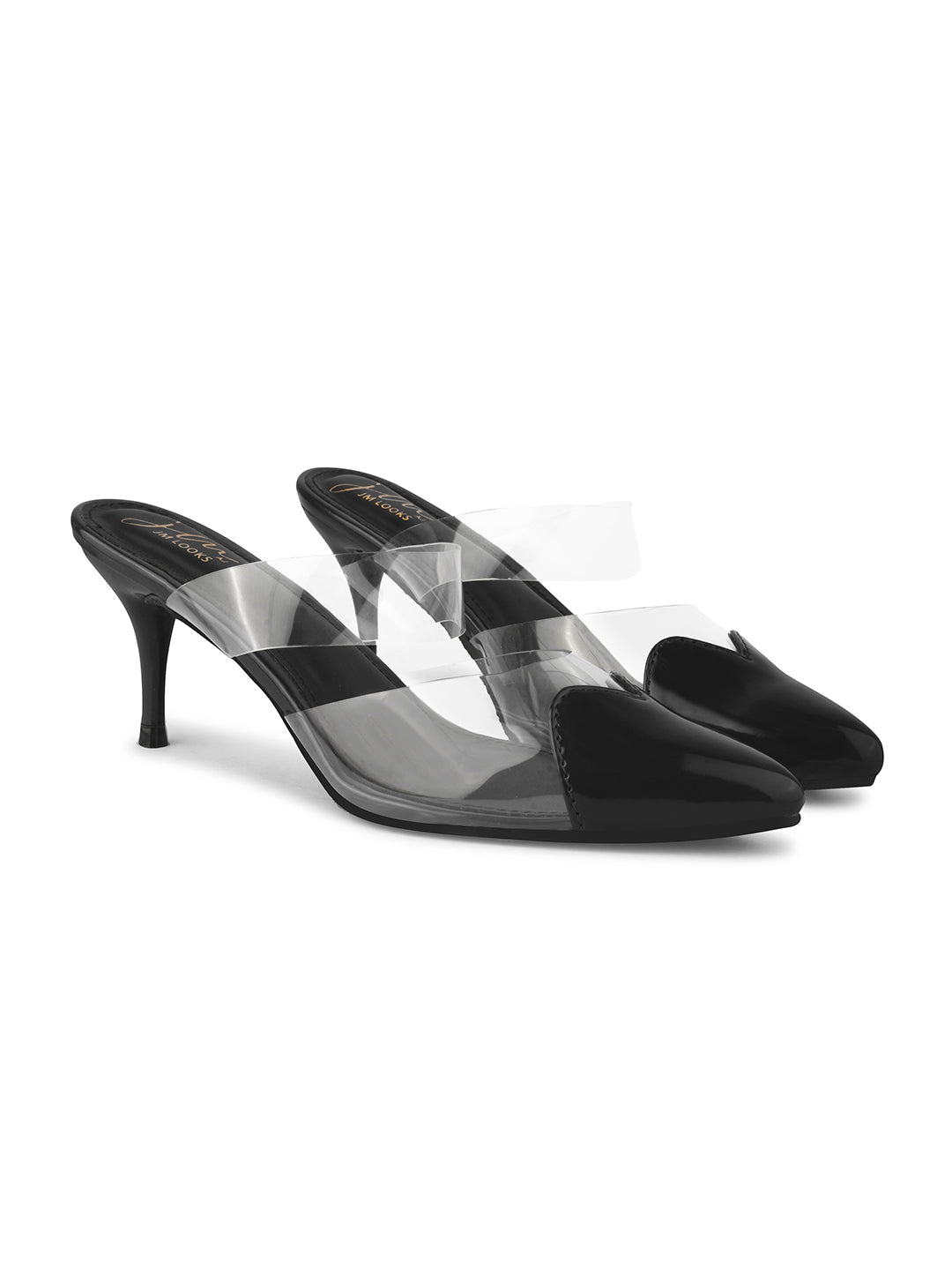 Jm Looks heart-toe transparent mule heels
Black