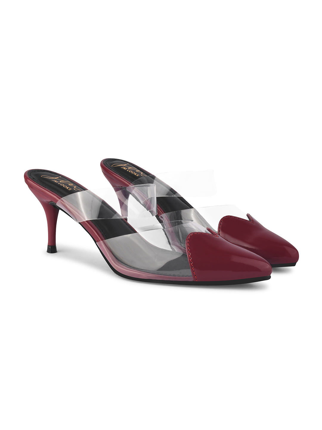 Jm Looks heart-toe transparent mule heels
Cherry