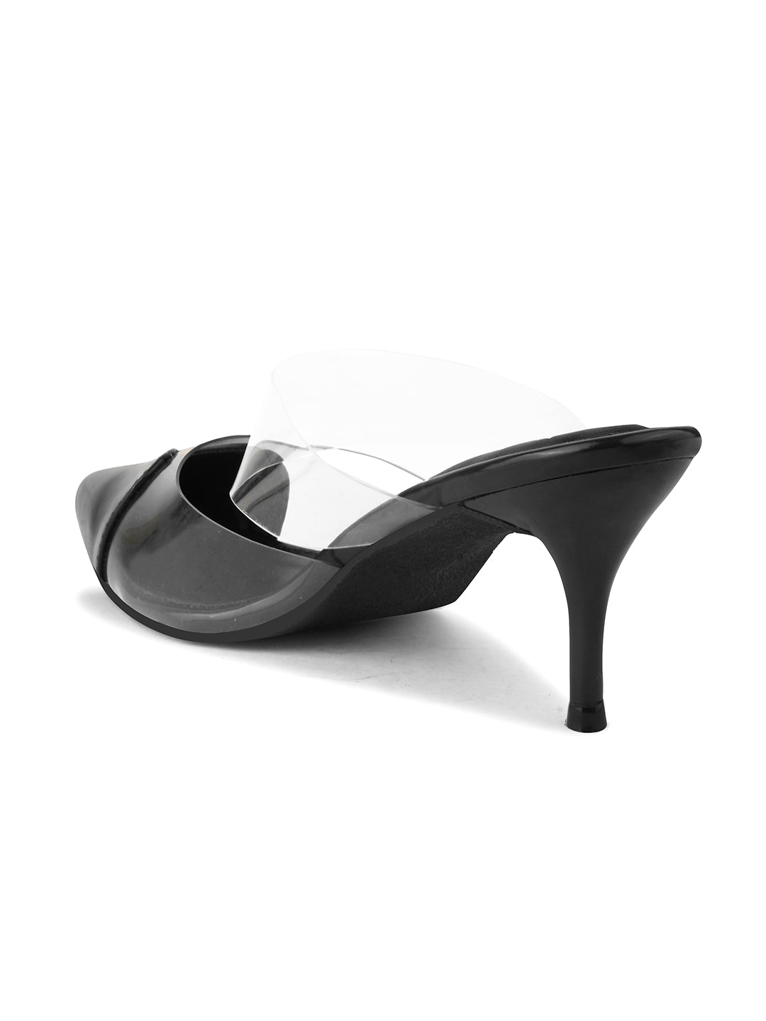 Jm Looks heart-toe transparent mule heels
Black