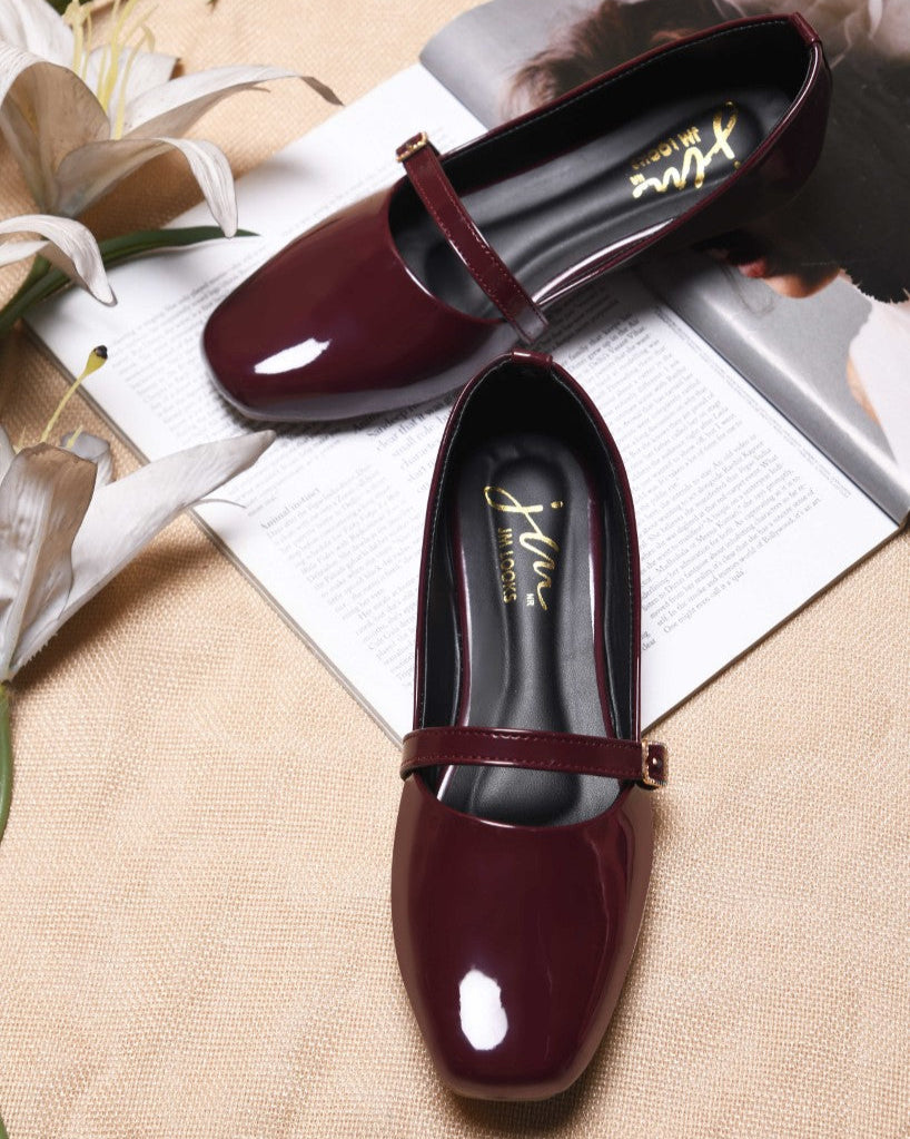 Jm Looks Cherry Double Strap Block Heel Sandals Stylish & Comfortable Cherry