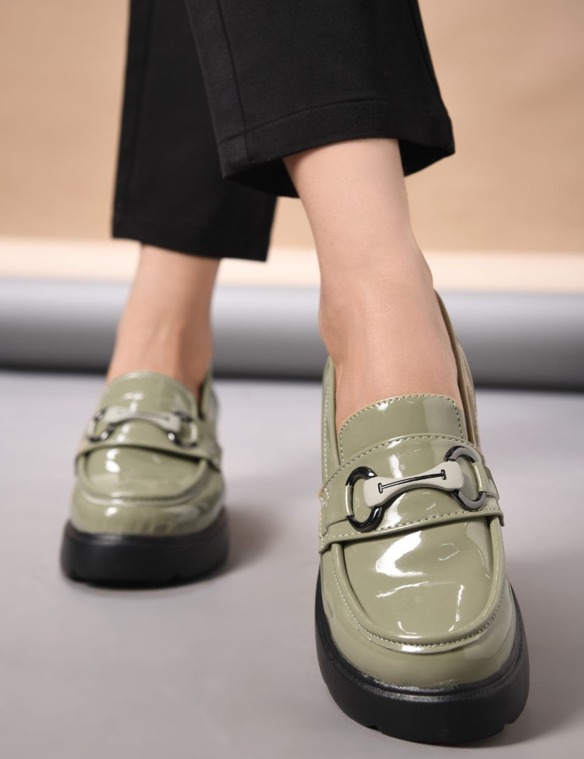 Jm Looks chunky sole loafers with a buckle detail on the vamp
Green