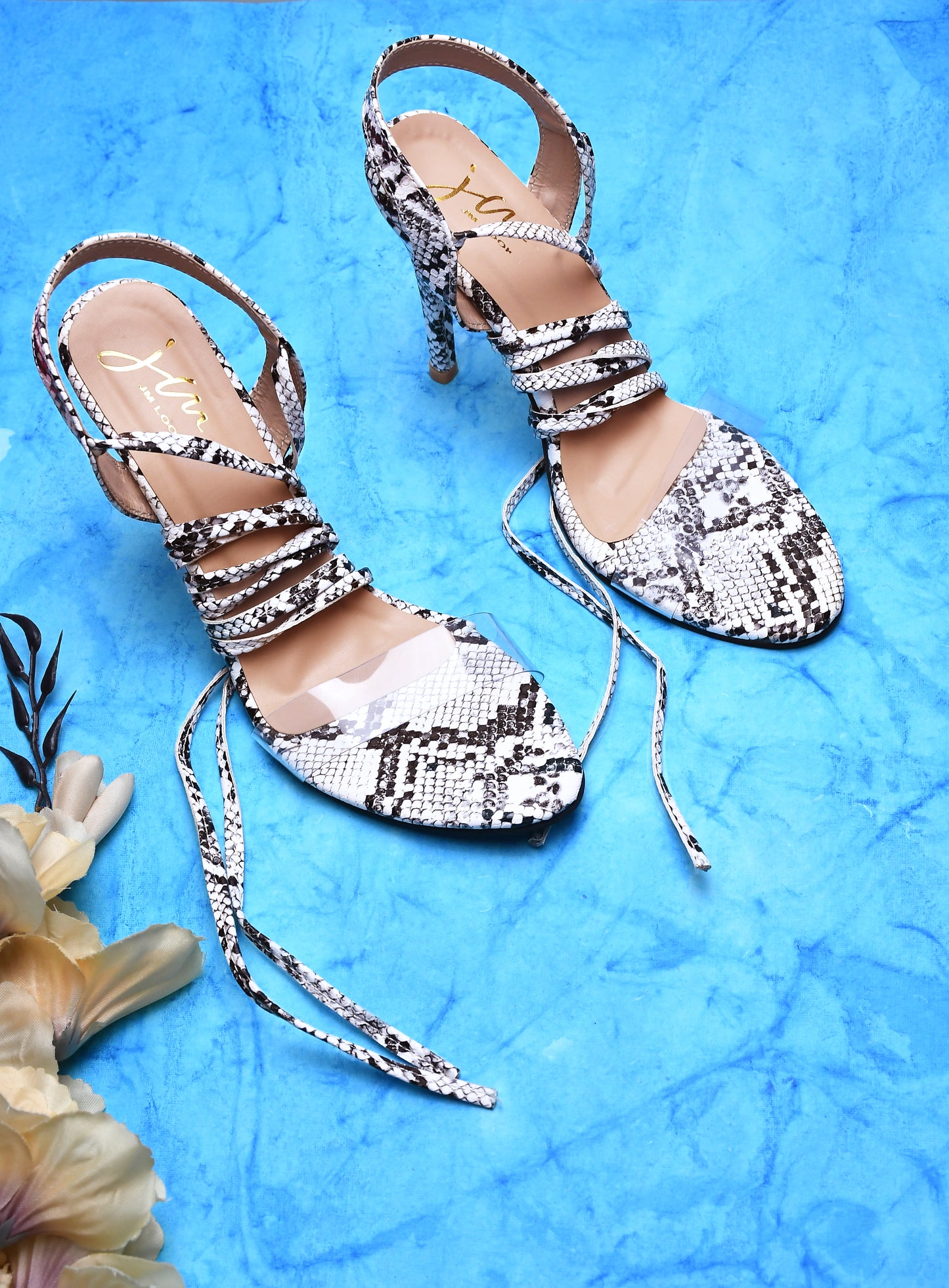 Criss-Cross Stiletto Heeled Sandals for Women and Girls at JM LOOKS White