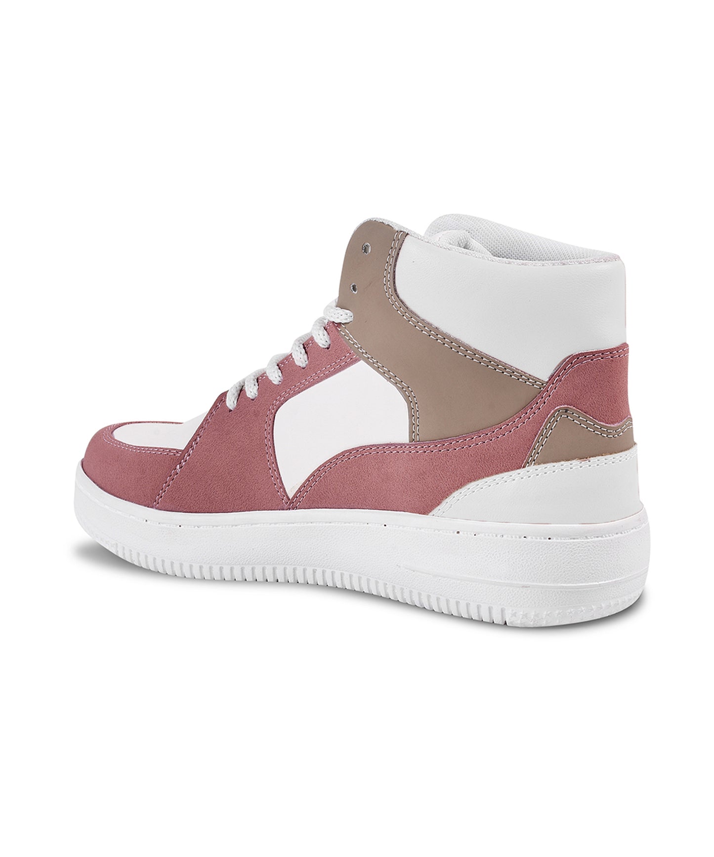 high-top lace-up sneakers with a multi-panel design
-White White-Peach