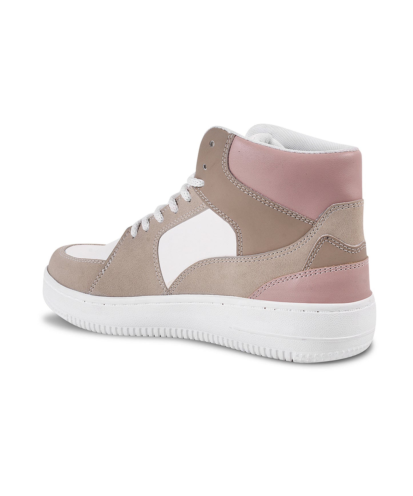 Jm Looks High-Top Casual Lace-Up Sneakers Beige-White