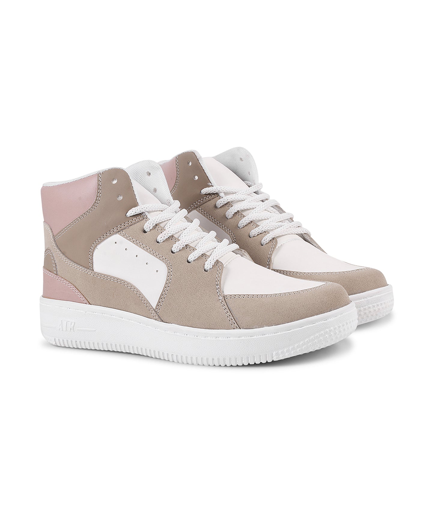 Jm Looks High-Top Casual Lace-Up Sneakers Beige-White