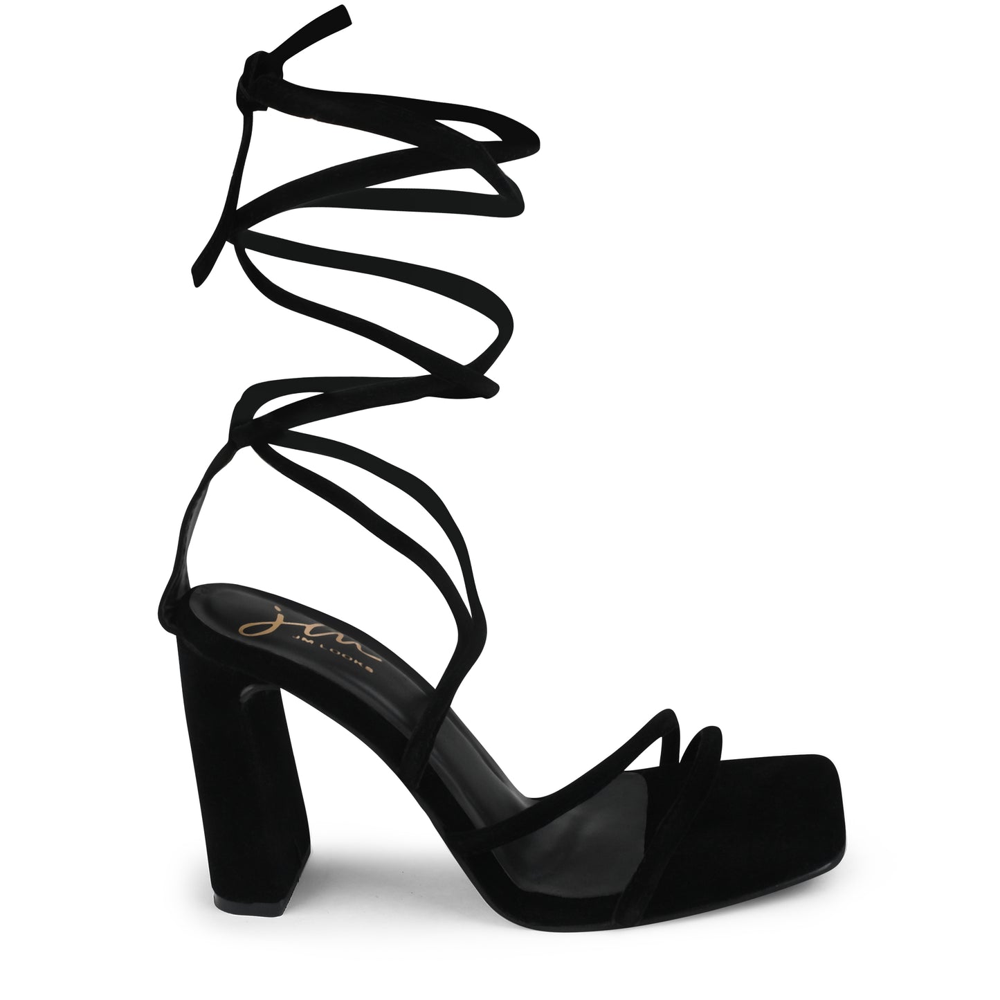 Buy Online Open-Toe Lace-Up Heel Sandals for Women and Girls at JM LOOKS Black