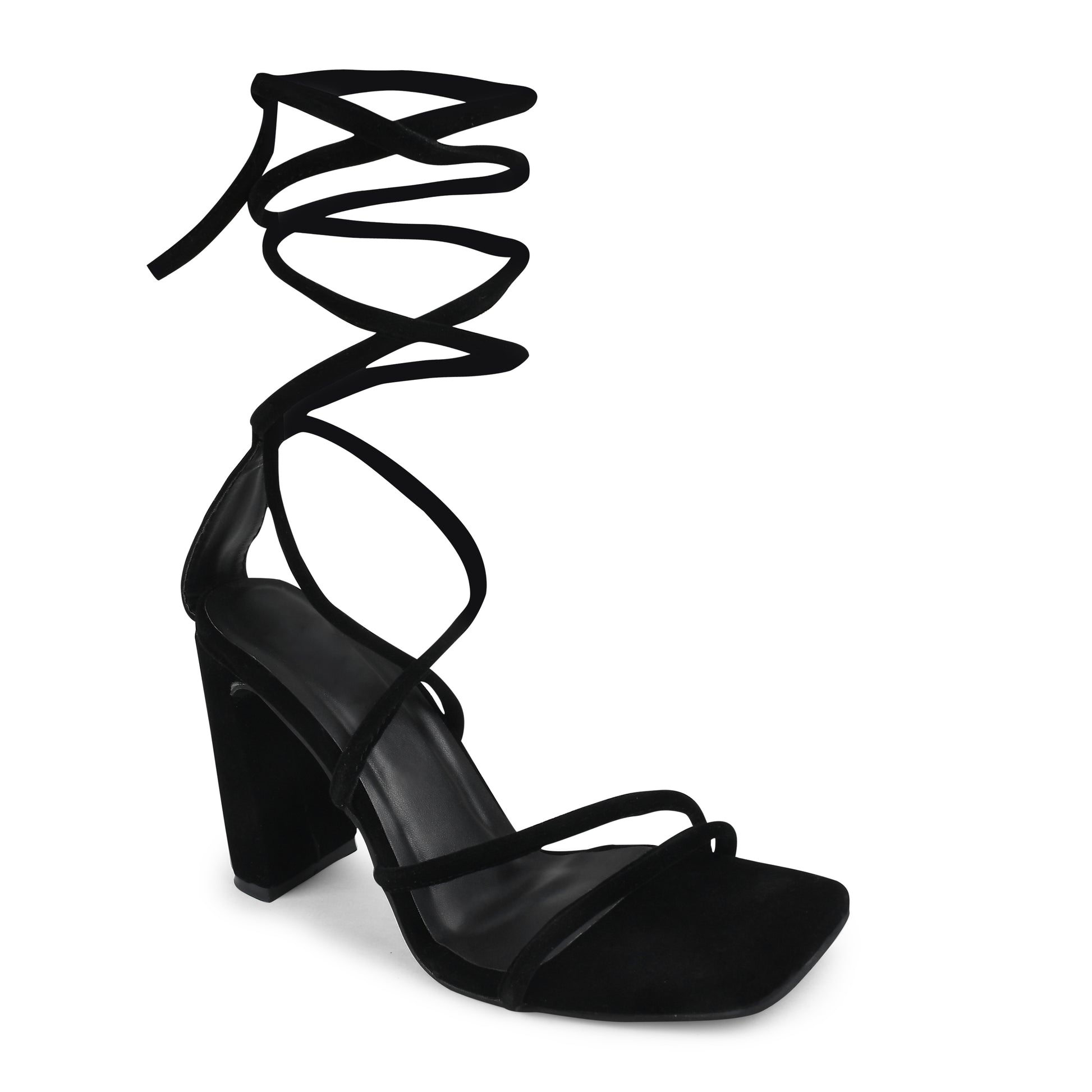 Buy Online Open-Toe Lace-Up Heel Sandals for Women and Girls  at JM LOOKS Black