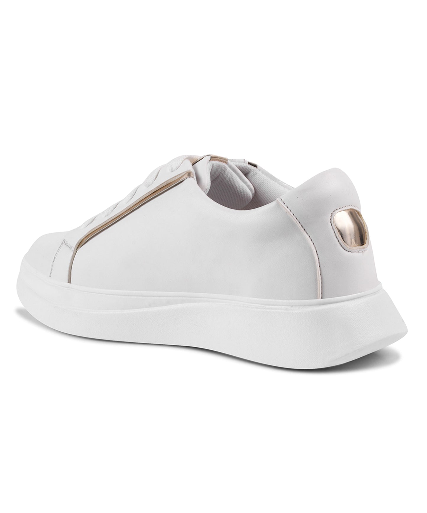 JM Looks Women's Golden & White Sneakers | Transparent Lace-Up Fashion Shoes White