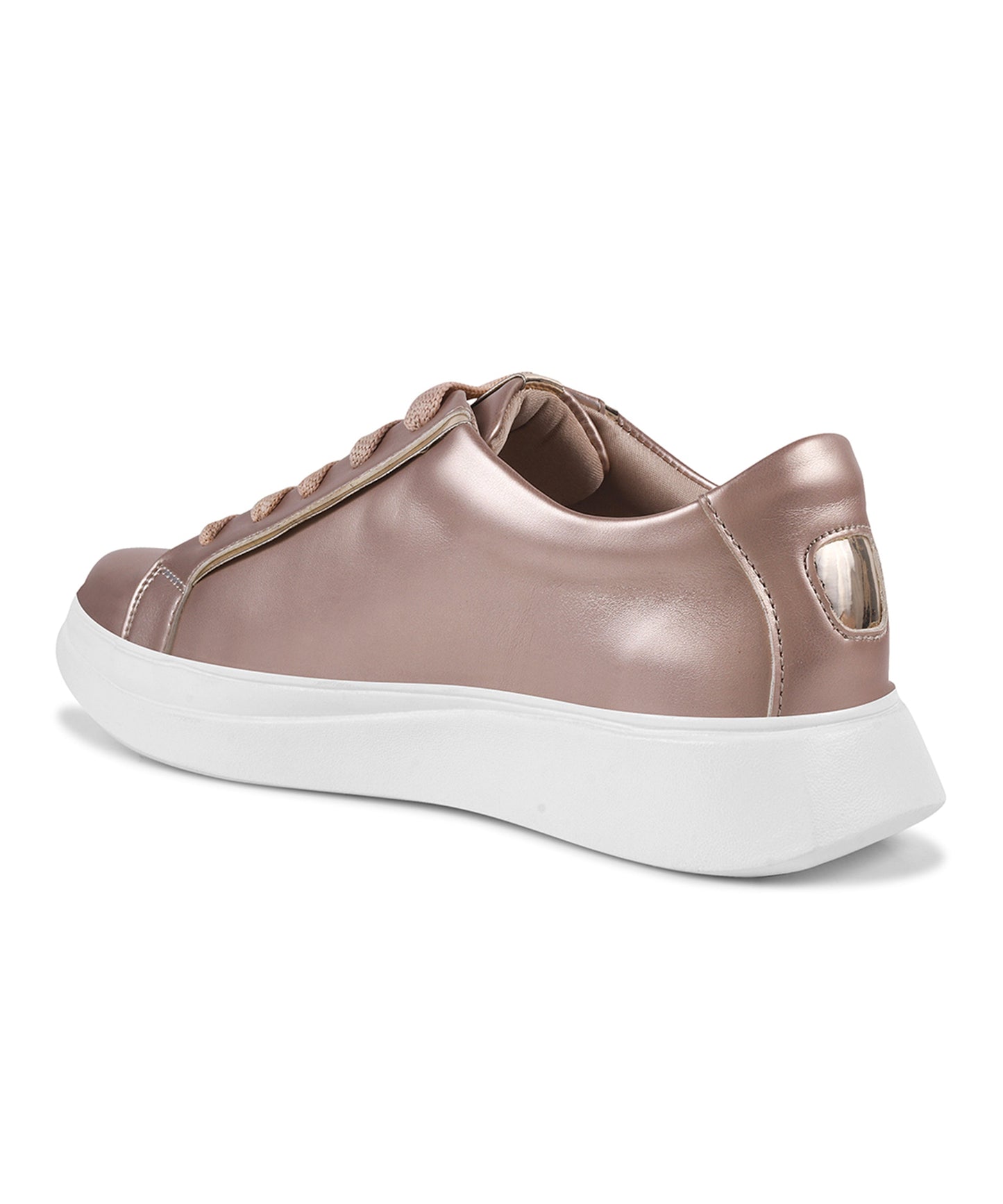 JM Looks Women's Golden & White Sneakers | Transparent Lace-Up Fashion Shoes Golden
