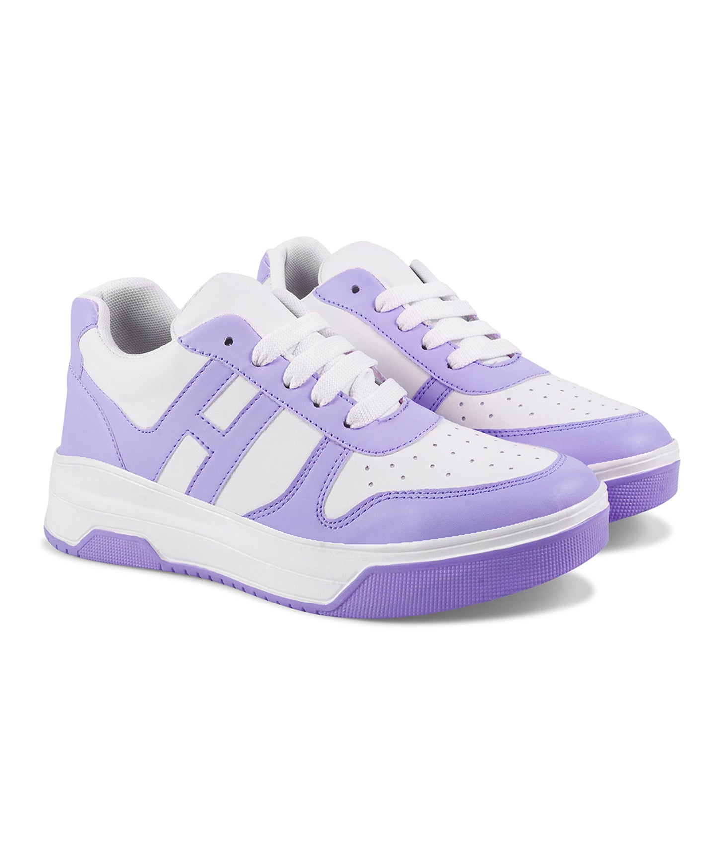 Jm Looks Women's Baby Pink Chunky Sneakers – Comfortable Casual Shoes White-Purple