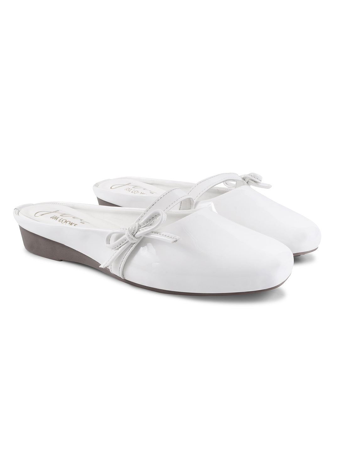 JM Looks Women's Ethnic Toe-Loop Flat Sandals | Stylish Patterned Slip-Ons White