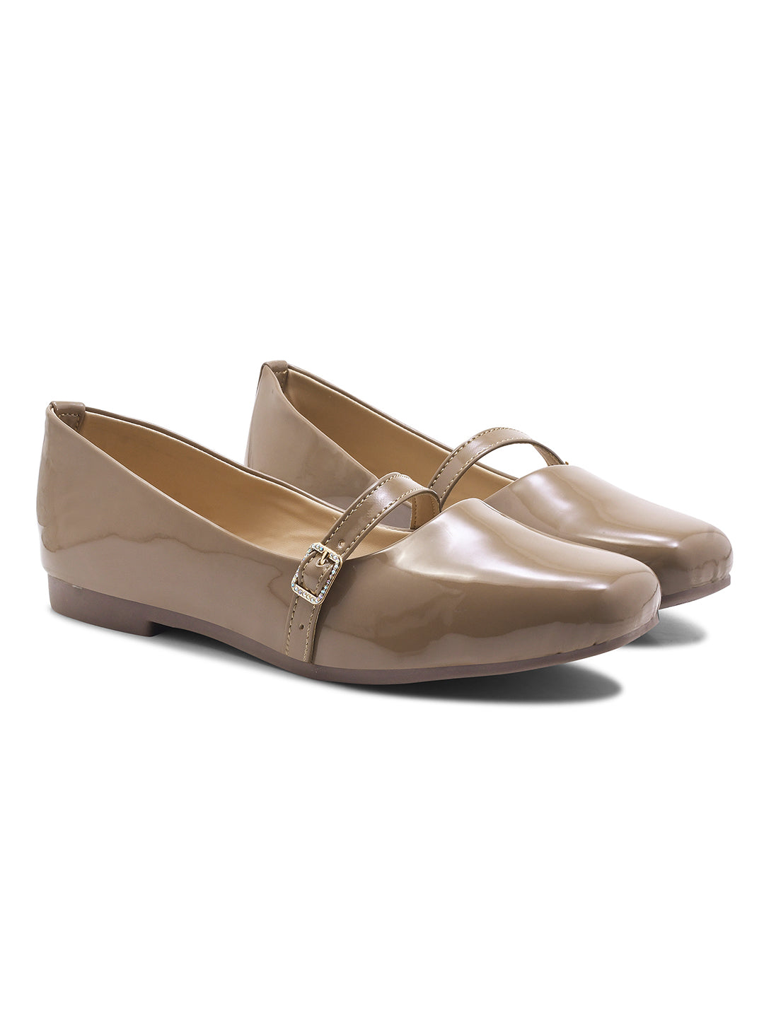Jm Looks Cherry Double Strap Block Heel Sandals Stylish & Comfortable Beige