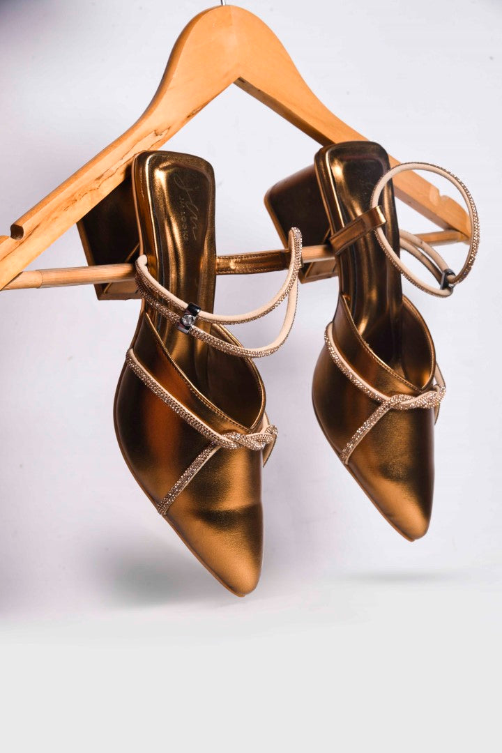 JM Looks women's pointed-toe block heels with embellished cross straps and a slingback
Copper