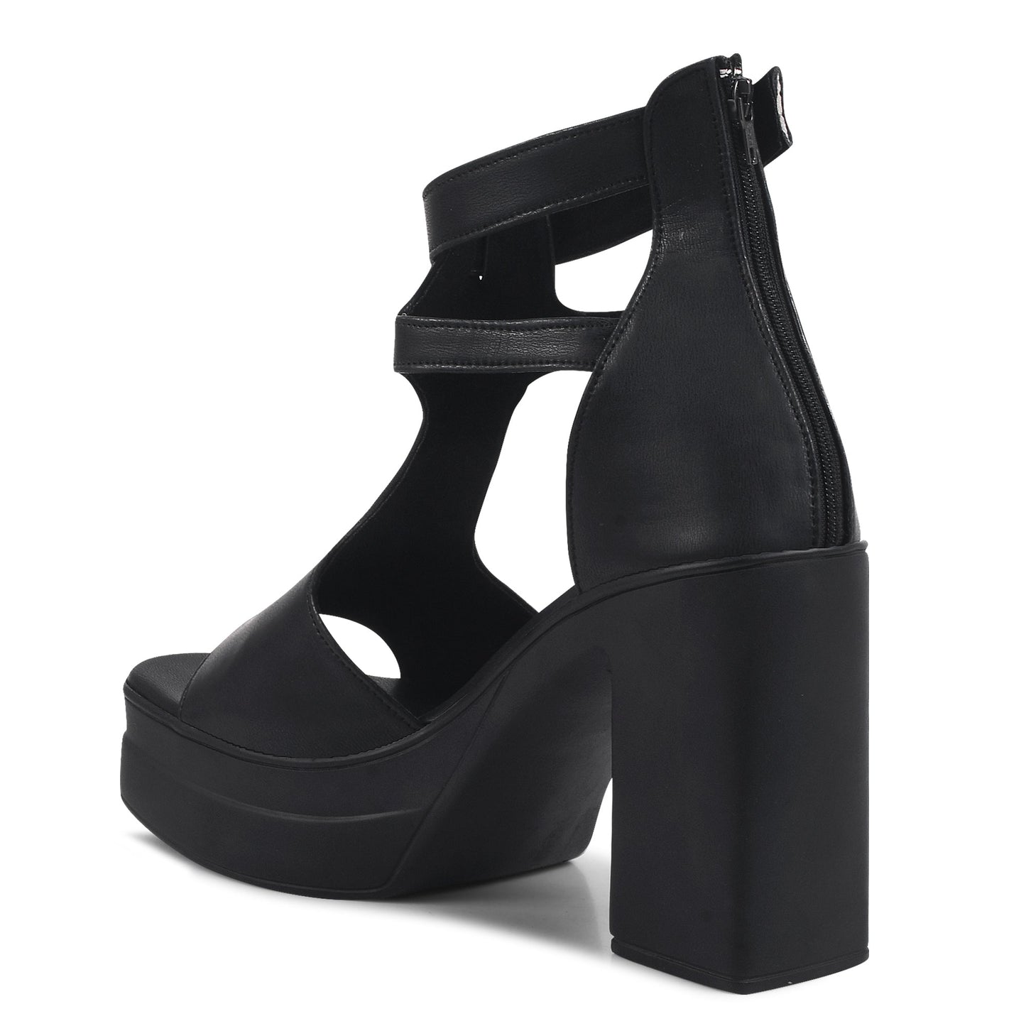 JM Looks Glossy Wedge Sandals for Women | Elegant & Comfortable Slip-On black