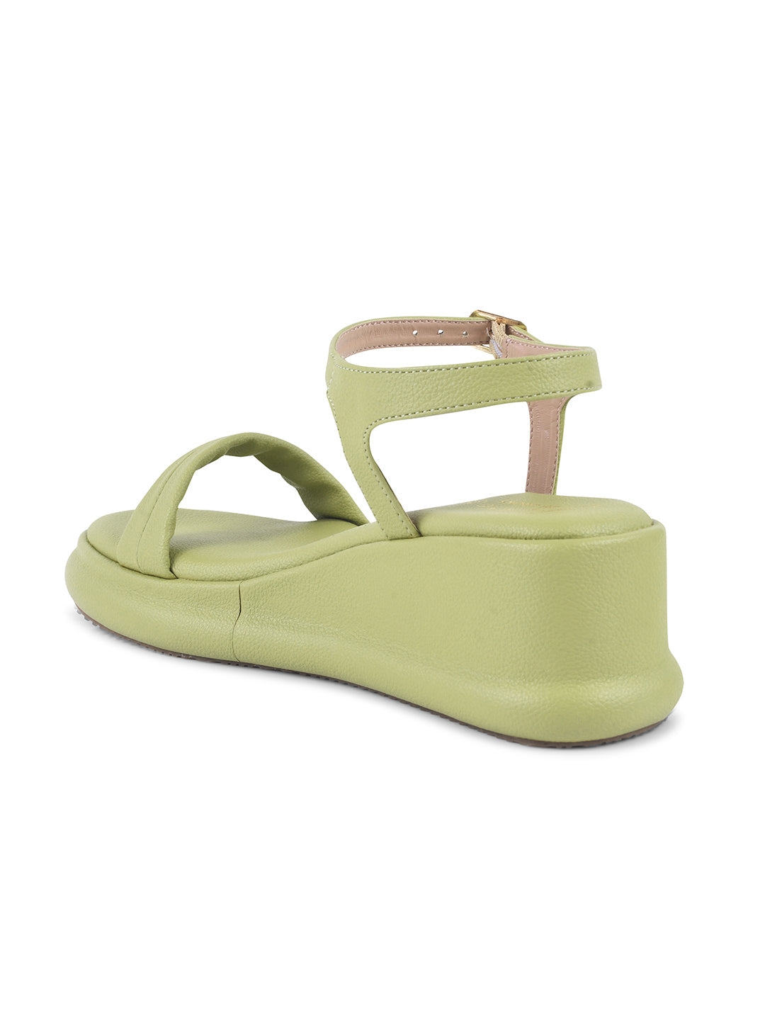 JM Looks platform wedge sandals with a single vamp strap and an adjustable ankle strap
Pista