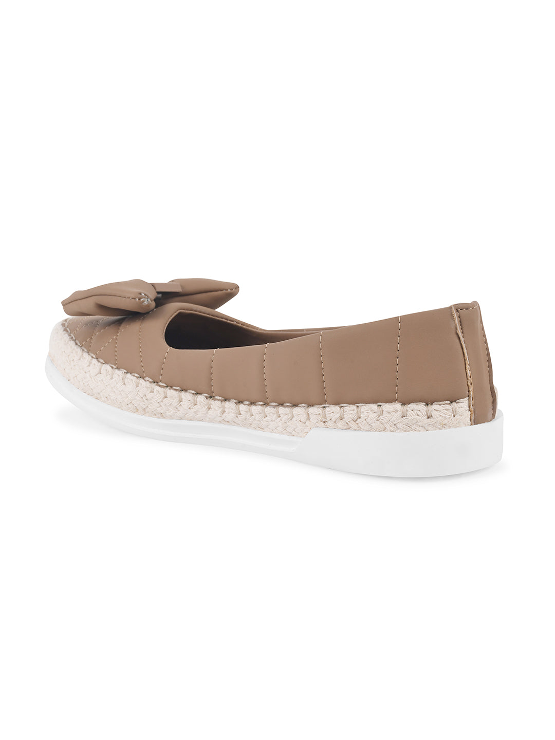 JM Looks espadrille loafers featuring a prominent bow and woven sole detail
Toupe