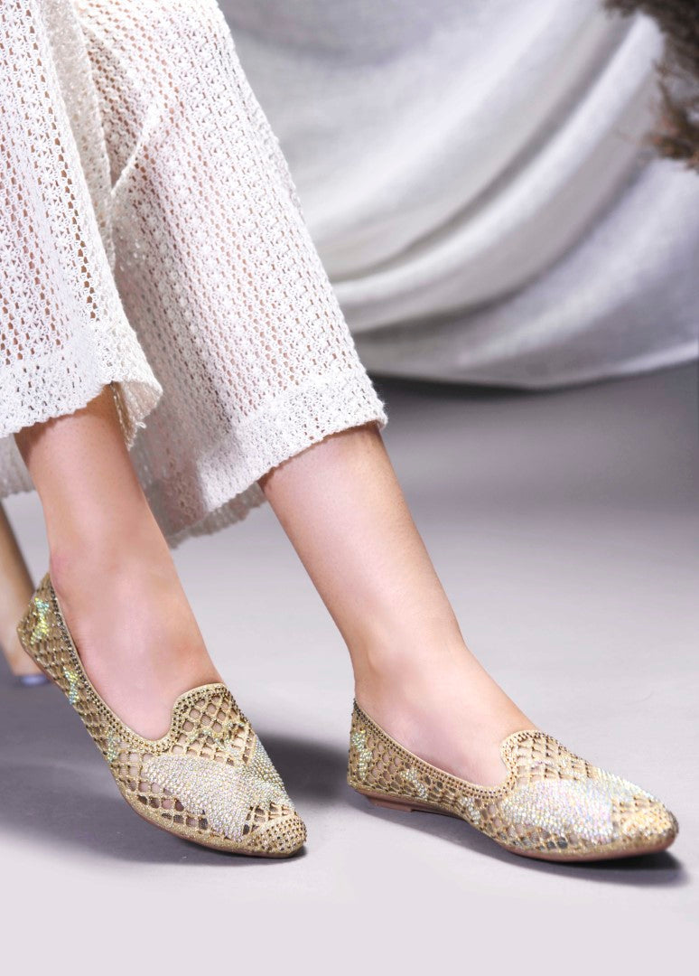 JM Looks women's mesh slip-on flats with star-shaped embellishments
Golden
