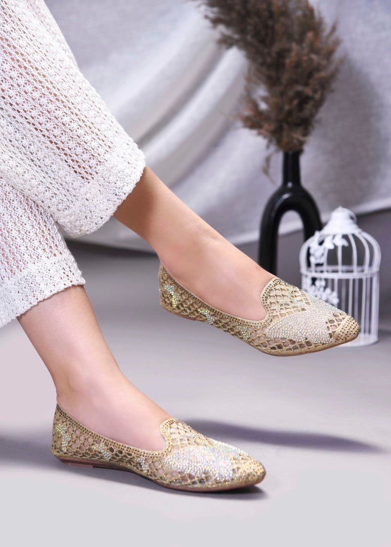JM Looks women's mesh slip-on flats with star-shaped embellishments
Golden