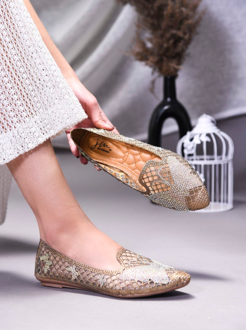 JM Looks women's mesh slip-on flats with star-shaped embellishments
Copper