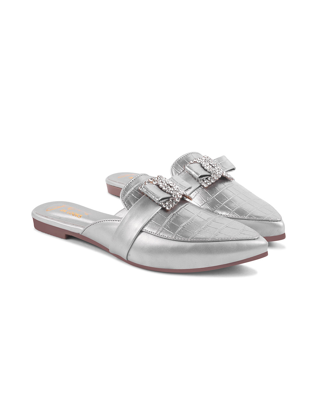 Tan Pointed Pumps for Women | Neutral Work Heels | JM Looks Silver