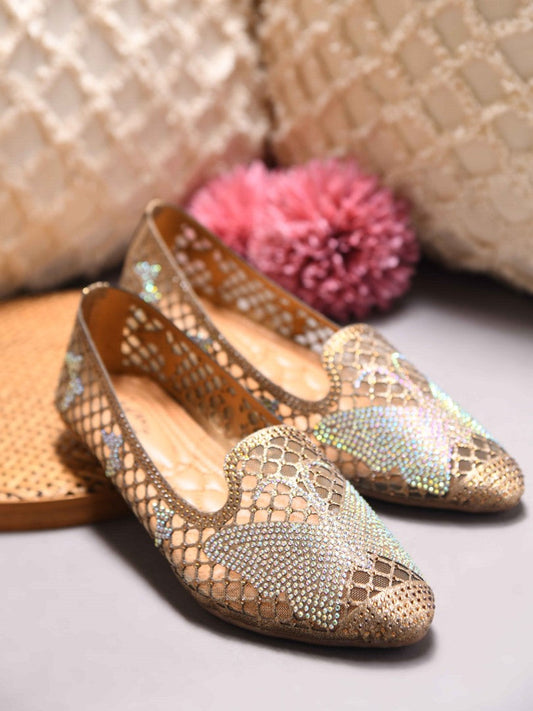 JM Looks women's mesh slip-on flats with star-shaped embellishments
 Copper