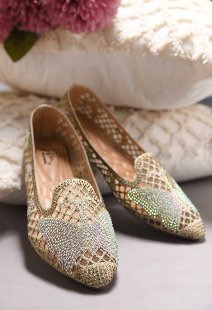 JM Looks women's mesh slip-on flats with star-shaped embellishments
Golden