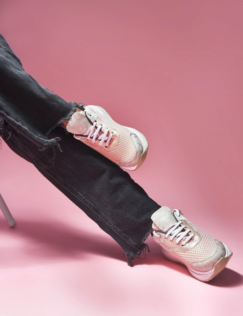 chunky sole sneakers with mesh panels and durable outsoles
Pink